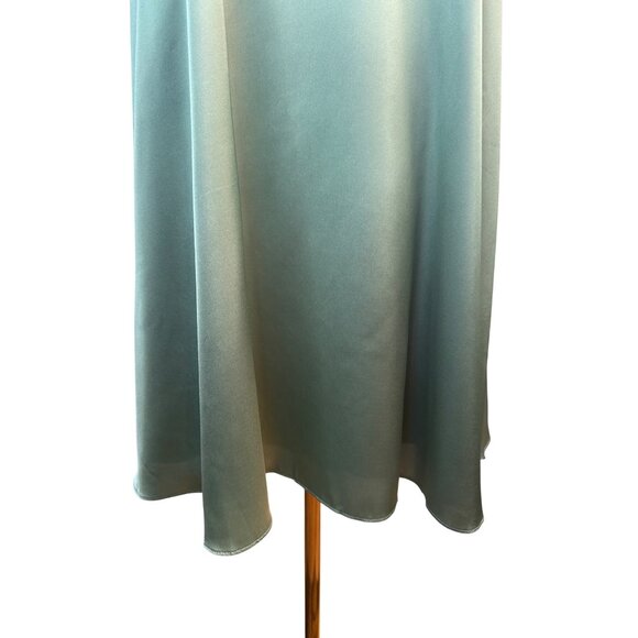 Hutch ModCloth Size 2 Tie-Back Midi Fit & Flare Green Satin Dress Lined Pockets - Picture 7 of 16